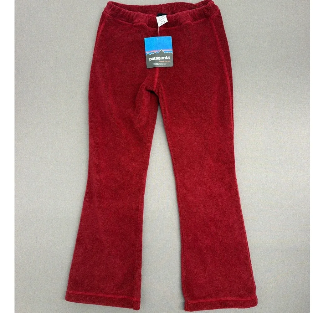 Patagonia Girls Red Synchilla Fleece Pants Size L 12 Elastic Waist Outdoor Warm